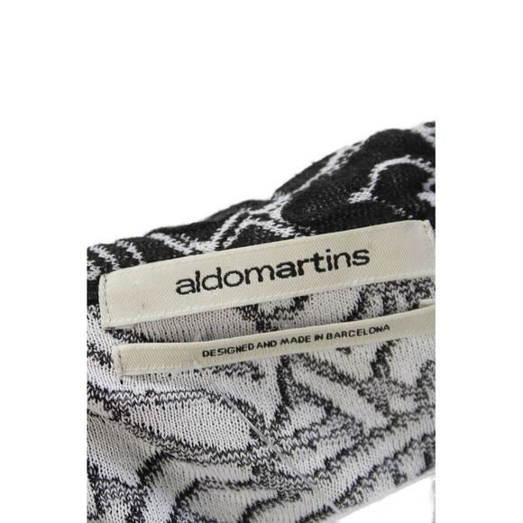 Aldomartins Womens Button Front Crew Neck Cardigan Sweater Black White Small - Picture 4 of 4